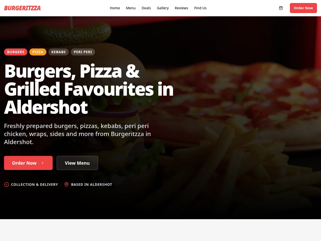Restaurant and takeaway demo website screenshot
